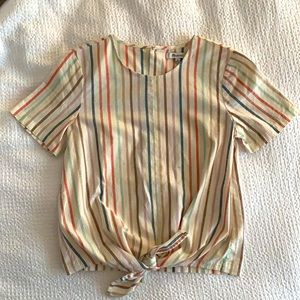 Madewell Striped Tie-Front Tee, Sz XS